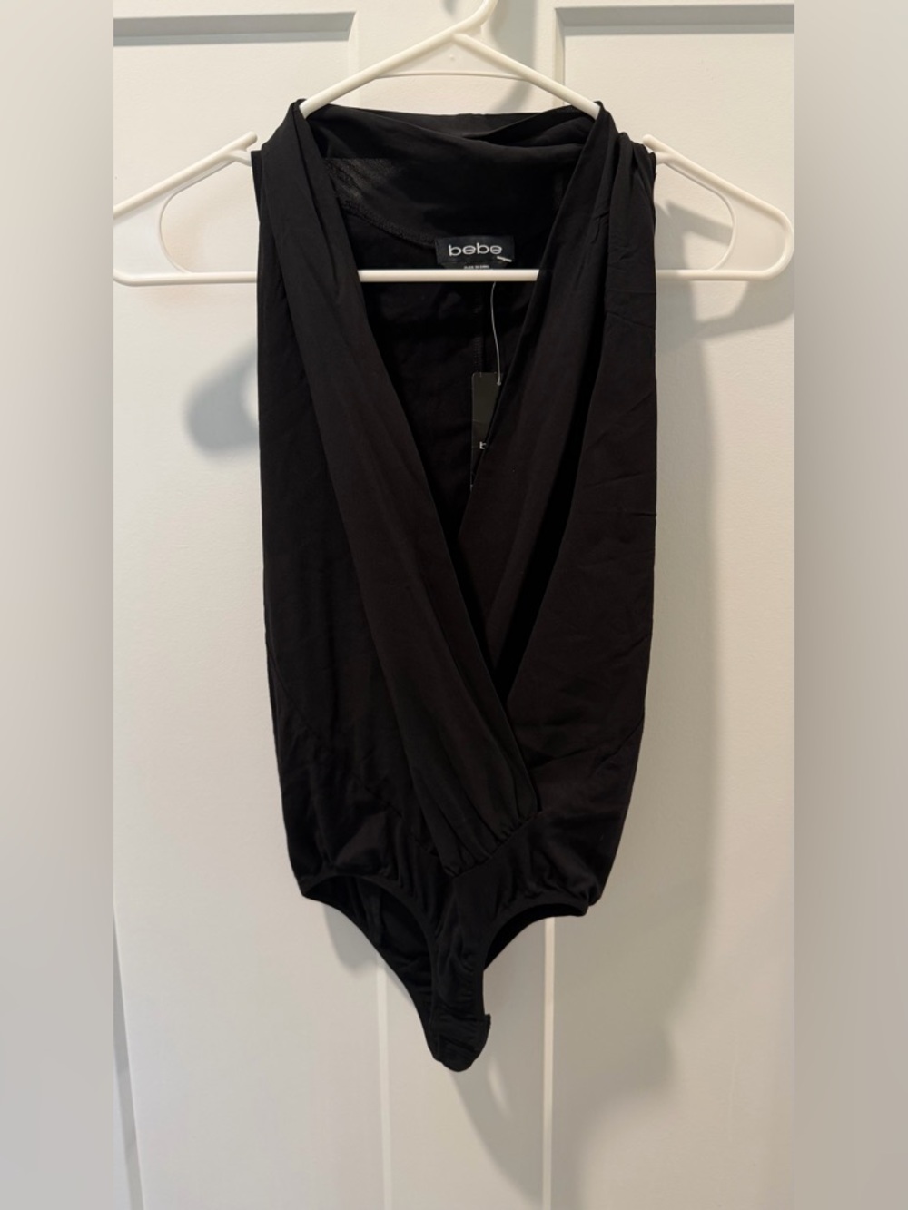 Bebe Silk Sleeveless Wrap Bodysuit - Silk Drape Neckline Bodysuit NWT